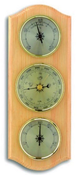 Station météo en bois  3 éléments analogique: thermo/hygro/baromètre