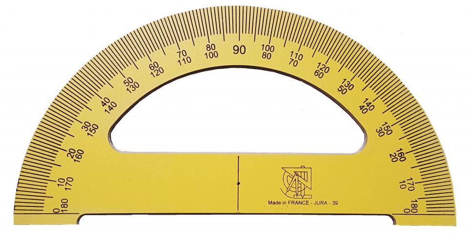 Rapporteur 180° en bois laque jaune 35 cm