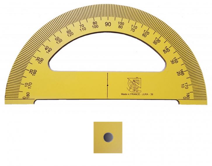 Rapporteur 180° en bois laque jaune magnétique 35 cm