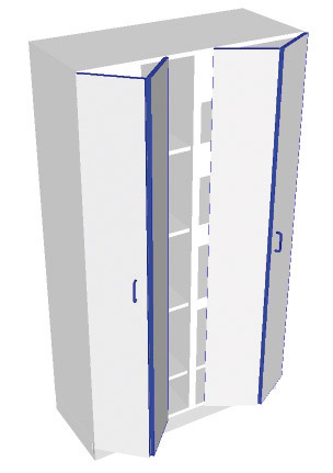 [S63111] Armoire à portes pliantes (600 - L549 x P494 x H1963 mm)