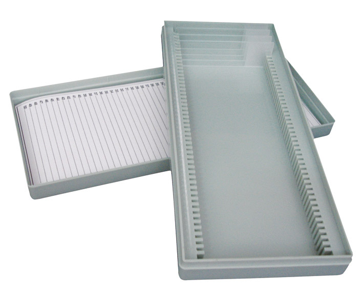 [S67045] Boîte de rangement en polystyrène pour préparations microscopiques (50)