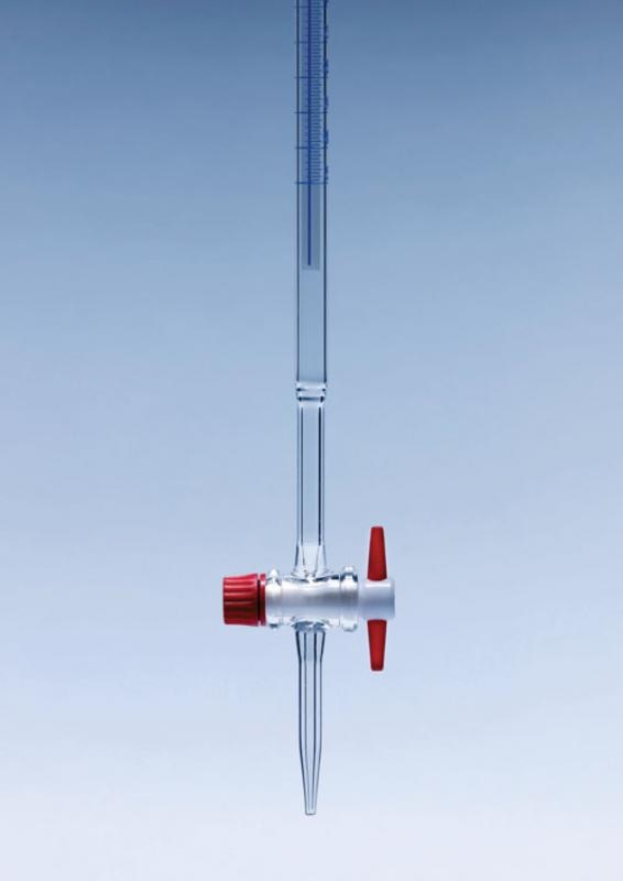 [520034-S57070] Burette robinet PTFE à bande photophore Classe AS - Pyrex® (10 - 0,05 mL - 575 mm)