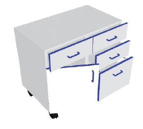 [S62930] Meuble 1 porte + 1 tiroir / 3 tiroirs (Porte à  gauche)