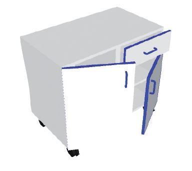 [S62924] Meuble 1 porte/1porte + tiroir (Porte à  gauche)