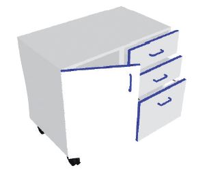 [S62926] Meuble 1 porte/3 tiroirs (Porte à  gauche)