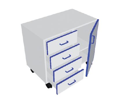 [S62925] Meuble 1 porte /4 tiroirs (Porte à  gauche)