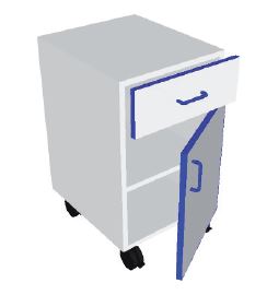 [S62827] Meuble 1 porte+ tiroir (Meuble de 450 - L412 x P494 x H723 mm)