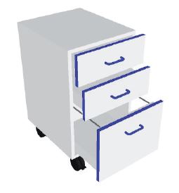 [S62917] Meuble 3 tiroirs (Meuble de 450 - L412 x P494 x H723 mm)