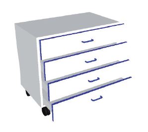 [S62918] Meuble 4 tiroirs (Meuble de 450 - L412 x P494 x H723 mm)
