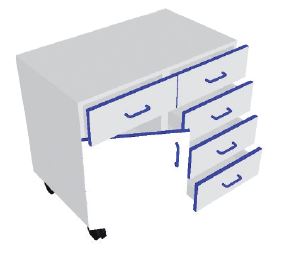 [S62929] Meuble 4 tiroirs/1 porte + 1 tiroir (Porte à  gauche)