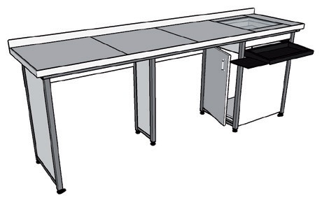 Paillasse élèves sèche EXAO / 3-4 élèves profondeur 600