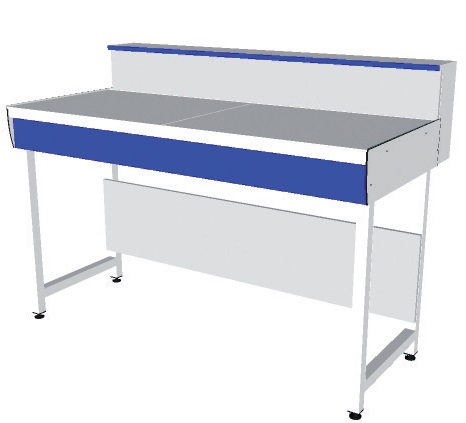 [S63049] Paillasse murale avec dosseret tablette (P774 x H900mm)
