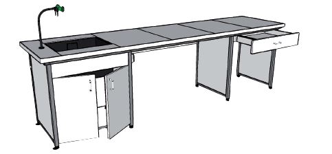 Paillasse professeur humide avec plot