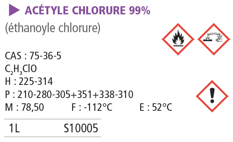 Acétyle chlorure 98% 1 L