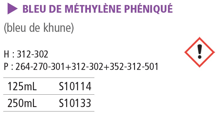 Bleu méthylène phénique 250 mL