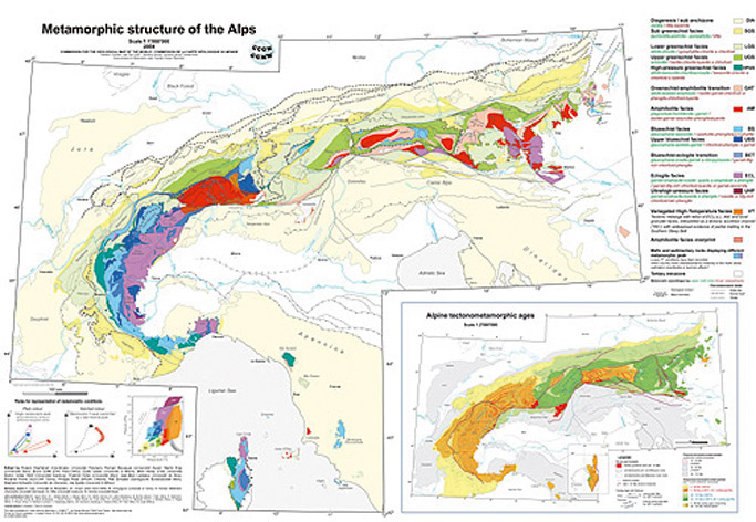 Carte structure métamorphique des Alpes