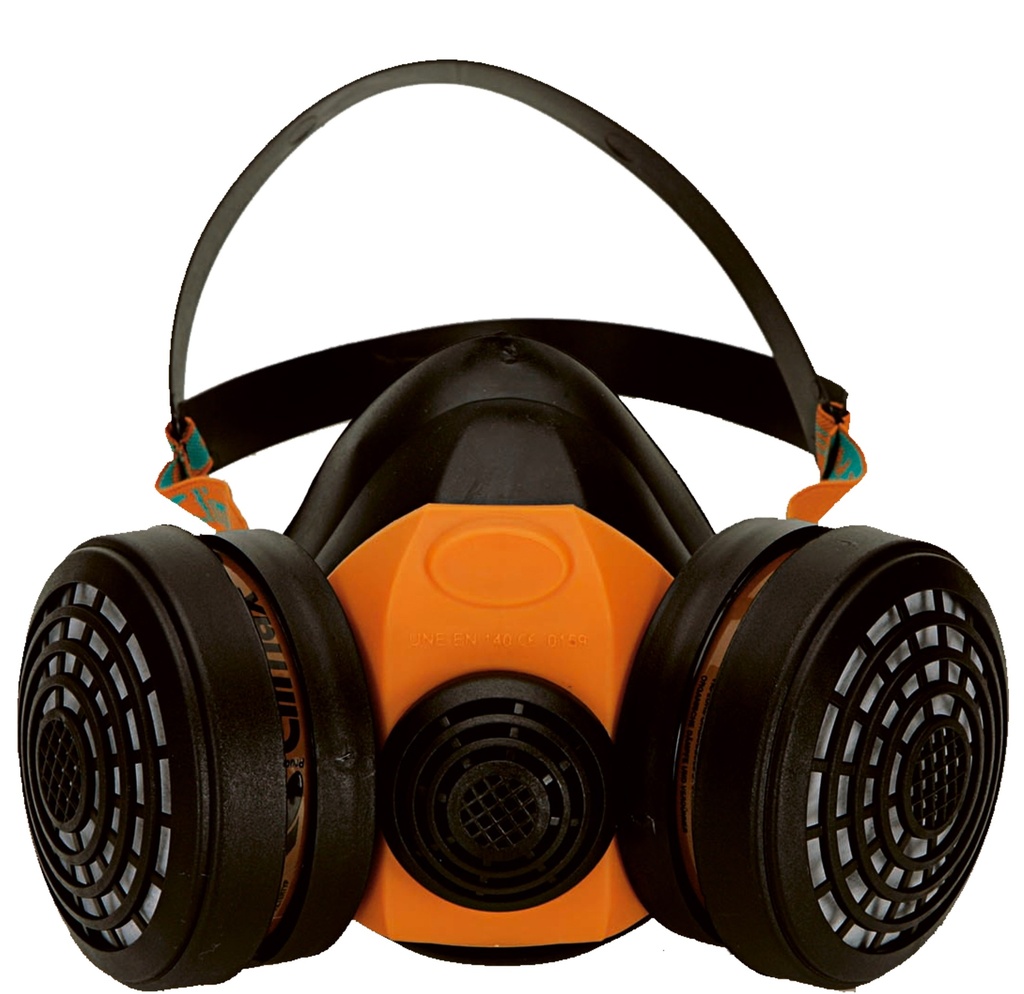 Demi-masque respiratoire en caoutchouc pour 2 filtres