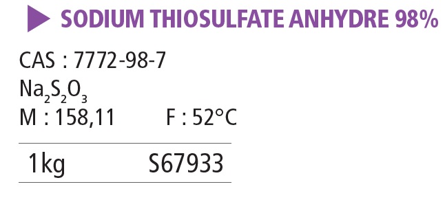 Sodium thiosulfate anhydre 98% 1 Kg
