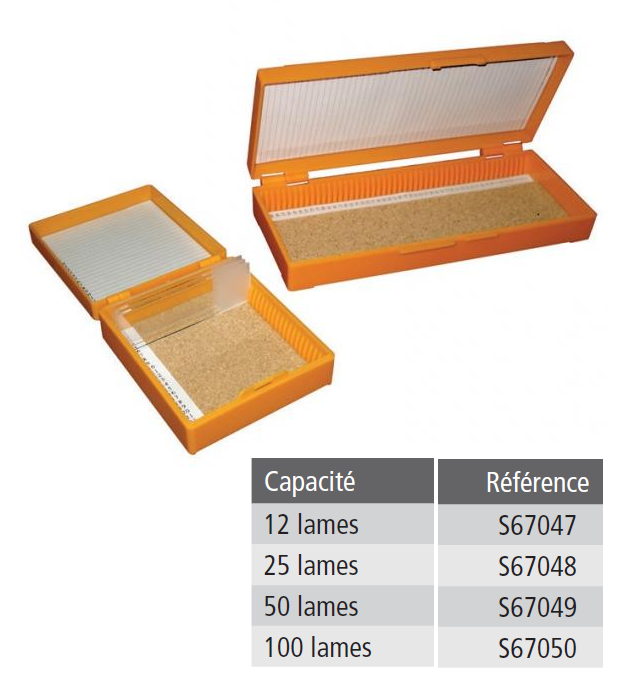 Boîte de rangement en plastique pour préparations microscopiques
