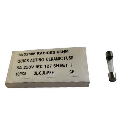 [400225] Fusibles rapides en verre 6.35x32 mm 8 A 250 V - Paquet de 10