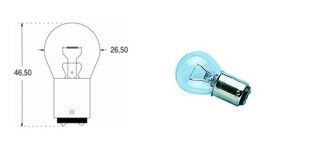 Ampoule BA15d 26x46 - 12 V 20 W - 2 PLOTS
