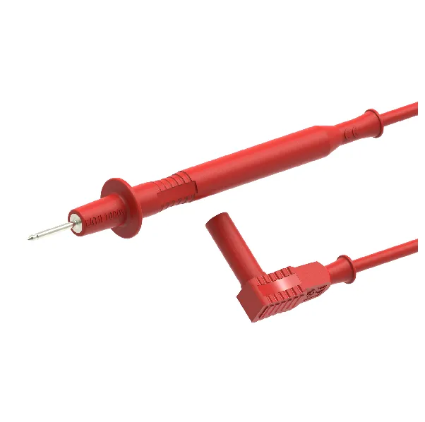 Pointe de touche rouge 2 mm lisse - Fiche banane coudée mâle 4 mm - Longueur 100 cm