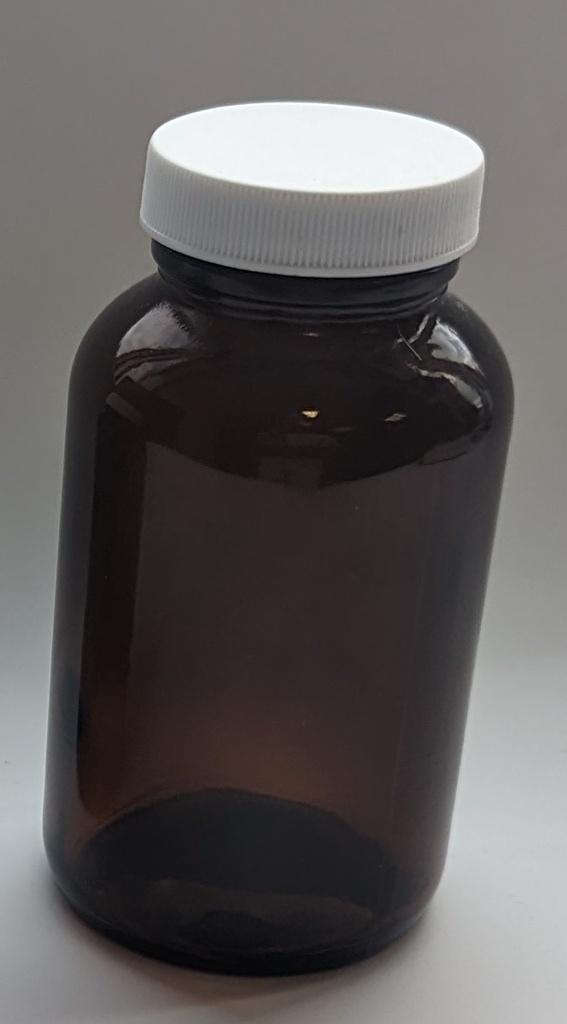 Flacon verre ambré 250 mL + bouchon dia. 41 mm