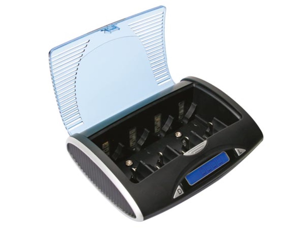 [#401086-S03651] Chargeur rapide universel pour accus NimH avec afficheur LCD et sortie USB