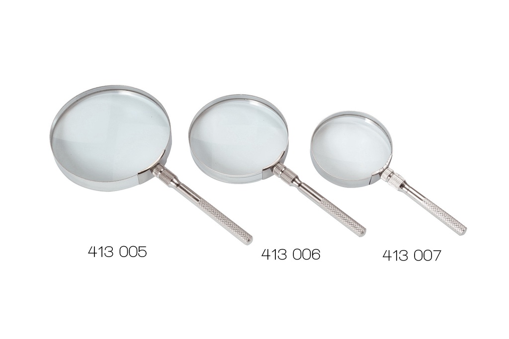[#413007] Loupe à main avec manche métallique (x5 - Ø=50)