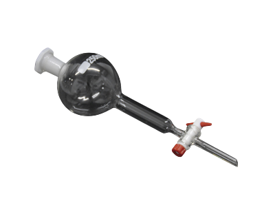 [530023] Ampoule à décanter sphérique avec robinet en PTFE et bouchon en plastique - type Gilson (100 mL)