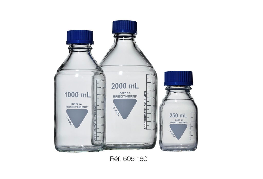 [#505160] Flacon gradué à col GL45 - Rasotherm® (100 mL)