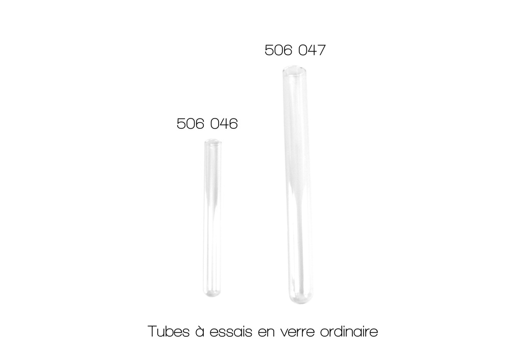 Tubes à essai à bord droit en verre ordinaire