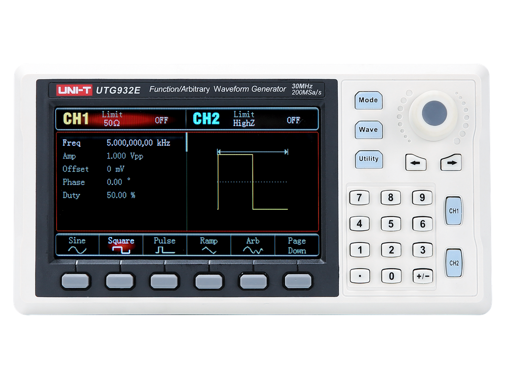 Générateur de fonctions DDS avec écran 2 voies 1 µHz-30 MHz UTG932E