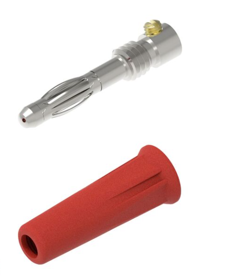 [#400035] Fiche Banane mâle Ø4 mm avec isolant vissable et raccord par vis M3 - Lot de 10  (Rouge)