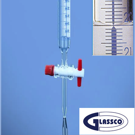 [520043] Burette Mohr AS - robinet PTFE - Bande Schellbach - Col entonnoir - Glassco® (25 mL)