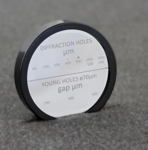 [S69775] Jeton cercle trous simples de diffraction et trous de Young
