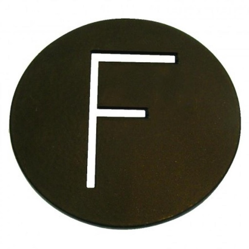 [004304-S57656] Lettre objet F métal dia. 40 mm