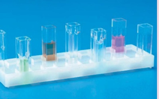 [454022-S64841] Portoir en polyéthylène pour cuves de spectrophotomètre