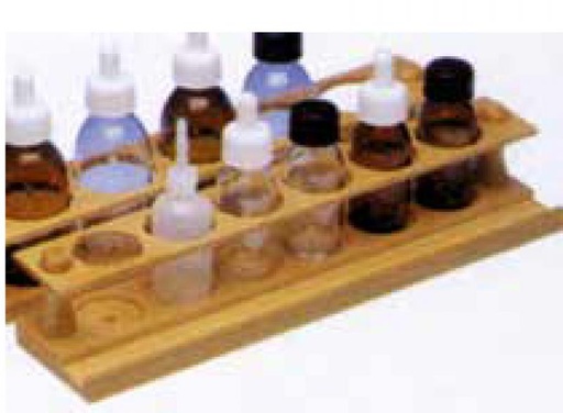 [454031-S51616] Portoir en bois pour 6 flacons à réactifs diamètre 45 mm