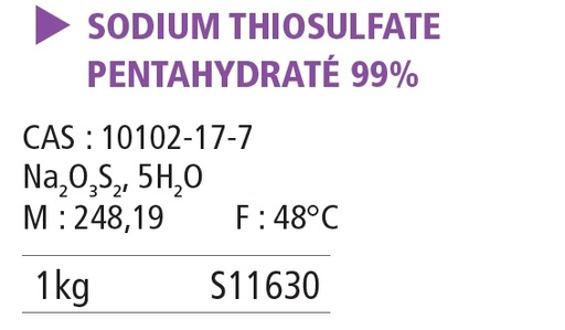 [910029-S11630] Sodium thiosulfate pentahydraté pur - 1 kg