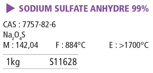 [910054-S11628] Sodium sulfate anhydre pur - 1 kg
