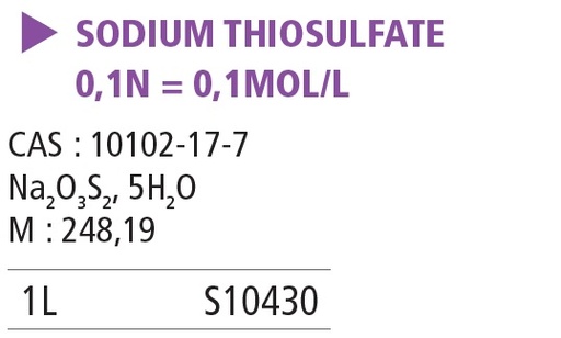[910064-S10430] Sodium thiosulfate solution 0.1M TTR- 1 L