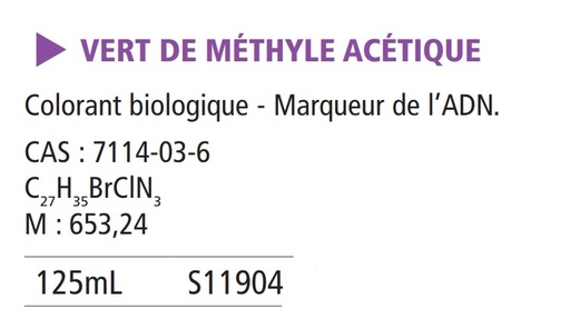 [910332-S11904] Vert de methyle éthanoïque (acétique) solution pur - 125 mL