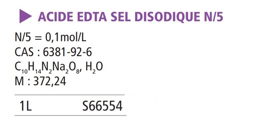 [911053-S66554] Éthylènédiamine tétra acétique sel disodique solution  0.1M pur (N/5) - 1 L