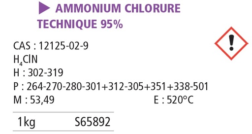 [911130-S65892] Ammonium chlorure TP - 1 kg 