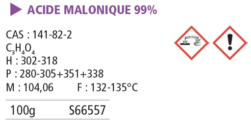 [980093-S66557] Acide malonique 99% - 100 g