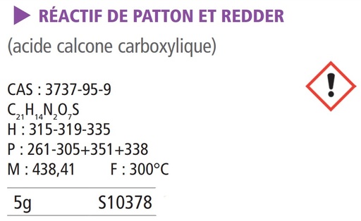 [911197-S10378] Réactif de Patton et Reeder pur - 5 g 