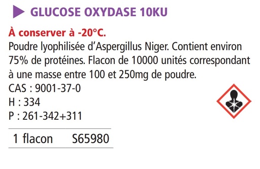 [912018-S65980] Glucose oxydase pur 10 000 U  (Frais de port additionnels Carboglace)
