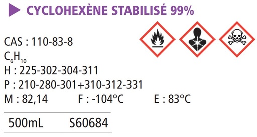 [930027-S60684] Cyclohexène pur - 500 mL
