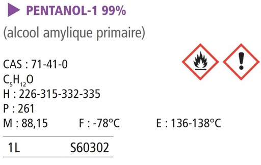 [930036-S60302] 1-Pentanol pur - 1 L